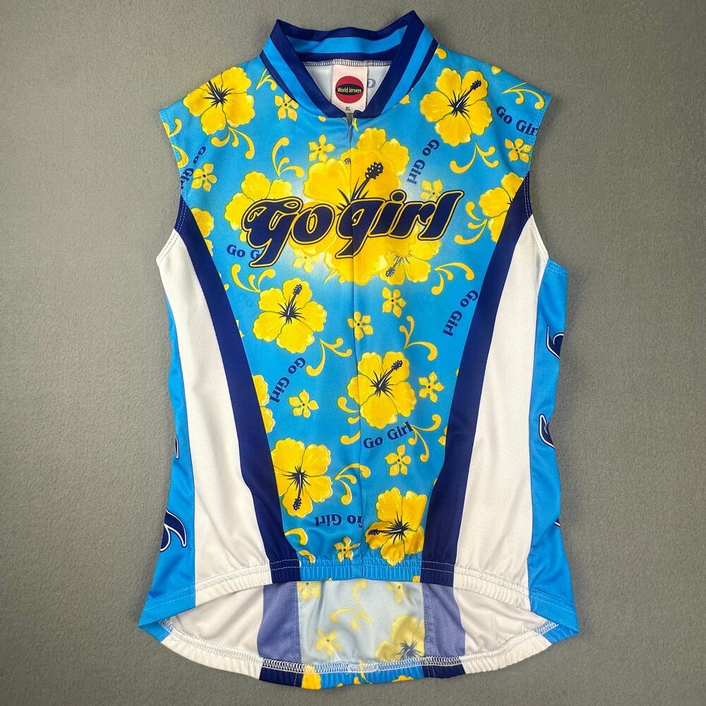 World Jerseys Go Girl Tropical Hibiscus Sleeveless Cycling Jersey XL Bike Top